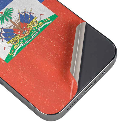 Haitian Flag Distressed iPhone 16 Pro Skin